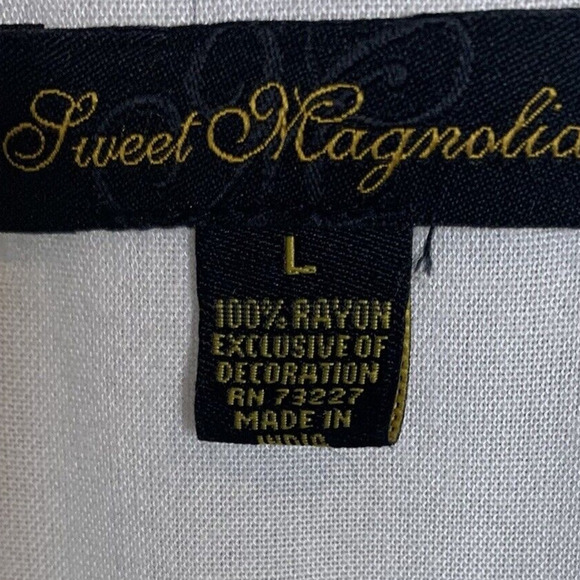 Sweet Magnolia Top Womens Size Large Casual Sleeve Boho Festival Embroidered - Picture 3 of 7